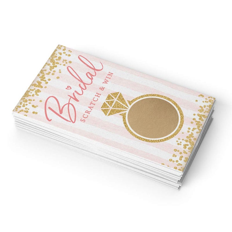 Printed Party Bridal Shower Games â€“ Scratch Off Raffle Cards, Fun Wedding Shower Game, Pink and Gold Design, 30 Cards & Stickers - Image 4